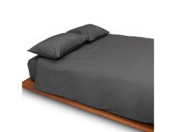 Charcoal Percale Weave Duvet Cover Set 400 Thread Count Queen