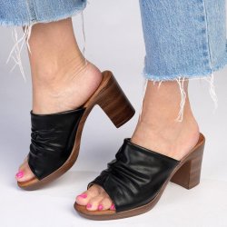 Thelma Rouched Mule - Black - 8