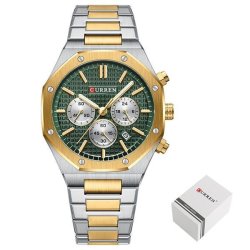- Green & Gold Steel Sports Chronograph Watch For Men
