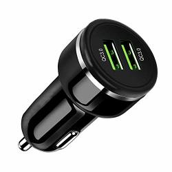 Bsjz USB Car Charger Quick Charge 3.0 And 12V 2.4A High-speed Smart Charging Built-in Safety Protection Phone Fast Charge Adapter Compitable Samsung Iphone Huawei Ipad