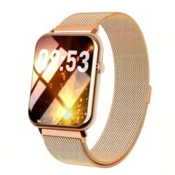 Touchscreen Smart Watch With Multiple Features And Alloy Chunky Strap -gold
