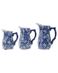 Gift Warehouse Cherry Blossom Porcelain Jugs Set Of 3 & White Blue