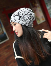 Scarf Beanie Grey With Black Letters