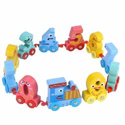 Zerodis MINI Wooden Digital Train Children Building Block Train Toys Early Educational Learning Intelligent Number Toys Boys Girls Best Birthday Gifts