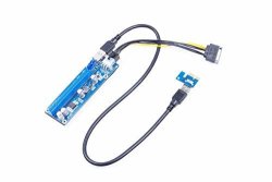 2017 New Pcie Ver 006 Pci-e 1X To 16X Powered Riser Adapter Card W 60CM USB 3.0 Extension Cable & Molex To Sata Power
