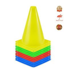 Kuyou Training Cones Field Marker Cones Plastic Sport Training Traffic Cone For Skate Soccer And Outdoor Agility Training -7 Inch Pack Of 12