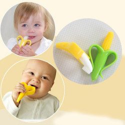 High Quality And Environmentally Safe Baby Teether Banana And Corn Silicone Training Be... - Green L