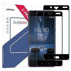Nokia 8 Screen Protector Wimaha 2 Pack Tempered Glass Screen Protector For Nokia 8 Full Screen Coverage Scratch Resistant Bubble Free Case Friendly Black
