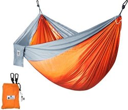 Supreme Nylon Hammock- Supports Up To Two People Or 400 Lbs - Porch Backyard Indoor Camping - Durable Ultralight Material For Strength & Comfort