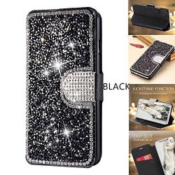 Iphone 11 Case 6.1 Inch 2019 Wallet Case Ymhml Glitter Diamond Bling Rhinestone Flip Case Magnetic Bright Crystal Protective Leather With Card Slot & Kickstand For Iphone Xi