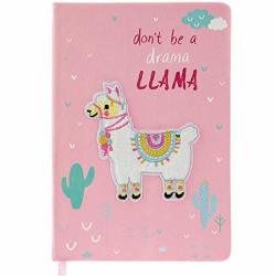 A5 Don't Be A Drama Llama Pink Embroidered Notebook Hardback Lined Notepad Childs Jotter