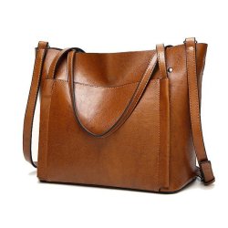 Women Oil Leather Tote Handbags Vintage Shoulder Bags Capacity Crossbody Bags
