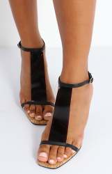 Ladies Strappy Heel Sandals - Black - Black UK 8