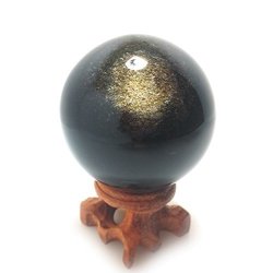 Polar Jade Enterprises Corp. Mina Heal Gold Obsidian Crystal Balls 50 MM 2.0 Dia Rare Protective Stone Balls For Decoration Healing Meditation Feng Shui Hand-made