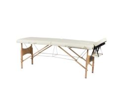 Premium Portable Massage Table Bed 2 Section Wooden - Cream