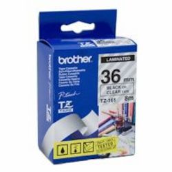 Brother TZ161 36mm X 8m Clear on Black Laminated Tape