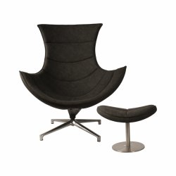 Egg Chair With Ottoman - Black