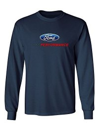 Lucky Ride Ford Performance Long Sleeve Tee Mustang GT St Racing Front Print Navy Blue XL