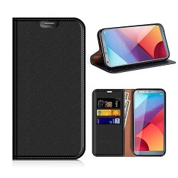 LG G6 Wallet Case Mobesv LG G6 Leather Case phone Flip Book Cover viewing Stand card Holder For LG G6 Black