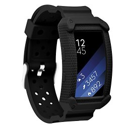 Gear Moretek Fit2 Bands Frame Rugged Protective Case With Strap Bands For Samsung Fit 2 Smartwatch Watch Sport Replacement Band Newblack