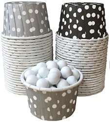 Outside The Box Papers Silver Black And White Polka Dot Candy nut MINI Baking Cups 48 Pack Black Silver White