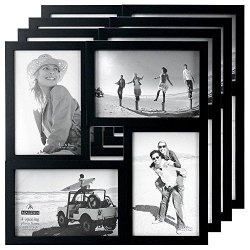 Malden International Designs Puzzle Collage Picture Frame 4 Option 4-4X6 4 Pack Black