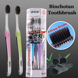 2pcs Binchotan Adult Toothbrushes Antibacterial Soft Superfine Brush