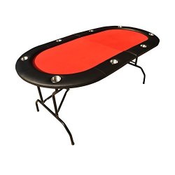 IDS Poker Texas Holdem Poker Table For 73 8 Players Padded Rails And Cup Holders Red Felt Foldable Legs
