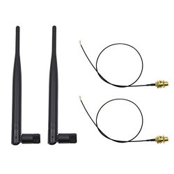 Highfine 2 X 6DBI 2.4GHZ 5GHZ Dual Band Wifi Rp-sma Antenna + 2 X 35CM U.fl ipex Cable For Wireless Routers MINI Pcie Cards Network