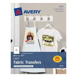 Avert Avery T-Shirt Transfers For Inkjet Printers For Light Fabric 8.5" X 11" 162 Transfers 9 Packs Of 18 Sheets 8938