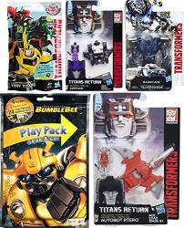 In Disguise Robots Transformers Pack MINI Figure Bundled With Last Knight Barricade Police + Tiny Titans Blind Bag Micro Character + Ptero & Apeface