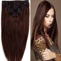 Us Seller 65G 16" Women Ladies Premium 8PCS 18CLIPS Standar Weft Full Head Clip In Remy Human Hair Extensions Top Grade 7A Human Hair Piece