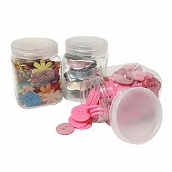 Everything Mary Plastic Bead Storage Organizer Jars - 3 Pack - 6 Oz - Clear Organizer Storage For Large Small MINI Tiny Beads