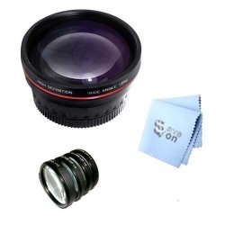 Saveon Professional 58MM Wide Angle Lens + 4PC Macro Close-up Set + Saveon Microfiber Cleaning Cloth For Canon Eos 20D 8.2 Megapixel Slr Digital Camera