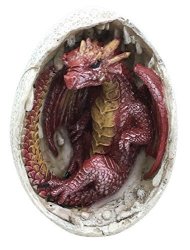 Atlantic Collectibles Ancient Mercury Red Dragon Hatchling Breaking Out Of Egg Shell Figurine Myth & Legends Collectible Statue Decor For Fantasy Lovers Game Of