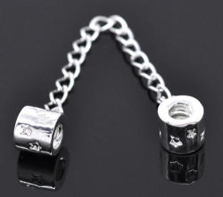 European Style - Safety Chains For Bracelets With Star Pattern - Silver - 9CM