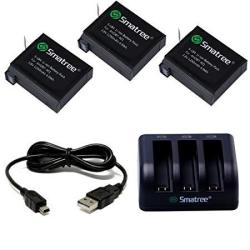 Smatree Battery 3 Pack And 3-channel Charger For Gopro Hero 4 - Not For Hero 5