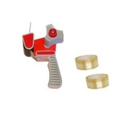- Tape Dispenser With 2 Large Rolls Clear Tape