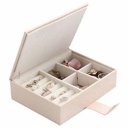 Yodaliy Jewellery Display Storage Case Organiser With Portable Magnetic Buckle Pu Leather Travel Jewellery Box For Rings Bracelets Earrings Necklaces Beige