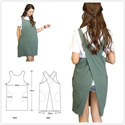 BBYBBS Soft Cotton Linen Apron Solid Color Halter Cross Bandage Aprons Japanese Style X Shape Kitchen Cooking Clothes Gift For Women Chef Housewarming Army Green