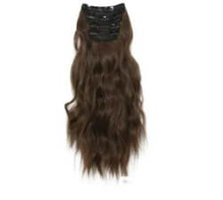 4 Piece Synthetic Clip-in Wavy Hair Extensions Brown