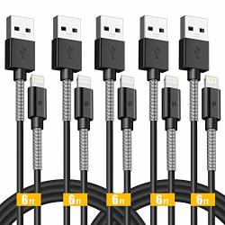 Lightning Cable 6FT Puridea Iphone Charger Cable 5PACK Spring Protect Long Iphone Charging Cable Iphone Charger Cord Compatible For Iphone XS MAX XR X 8 8PLUS 7 7P 6S IPAD IPOD IOS