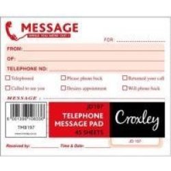 JD197 Telephone Message Pad 45 Sheet 5-PACK