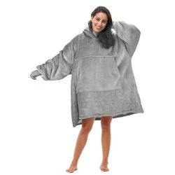 Hoodie Ultra Plush Blanket - One Size Fit All - Grey