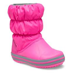 Winter Puff Boot Kids - Electric Pink Light Grey J3