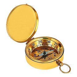 Fathers Day Gifts Solid Brass Classic Pocket Size Camping Compass 1.75 Inch Hiking Climbing Biking Hunting Survival Compass Outdoor Navigation Directional Nautical Compass Gifts For Kids