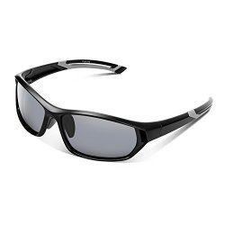 Fashion Polarized Sport Sungalsses For Men Baseball Cycling Running Fishing Golf Sunglasses With Case UV400 Frame Superlight Youth Black
