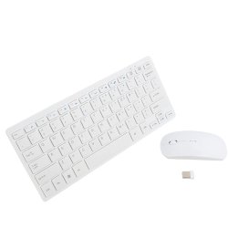 Slim Wireless 2.4 Ghz Keyboard Ultra Thin Mouse Combo Set - White