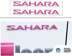 Sahara Fender Emblem Overlay Decal Stickers- 2018 Wrangler Jl - Color: Hot Pink
