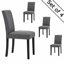 SET OF 4 Lssbought Classic Fabric Dining Chairs Dining Room Chair With Solid Wood Legs Grey